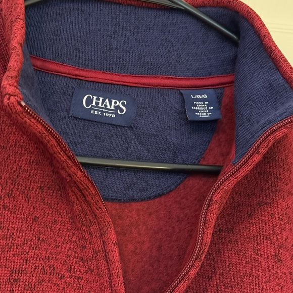 Chaps Men's Deep Red Zip-Up Sweater Size L - Picture 4 of 7
